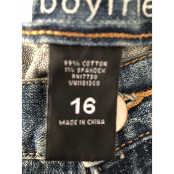 Mossimo Jeans Size 16 Blue Skinny Boyfriend Mid Rise Dark Wash Denim Distressed - Picture 4 of 7